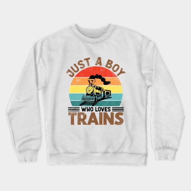 Just a Boy who loves Trains for Boys Crewneck Sweatshirt by RiseInspired